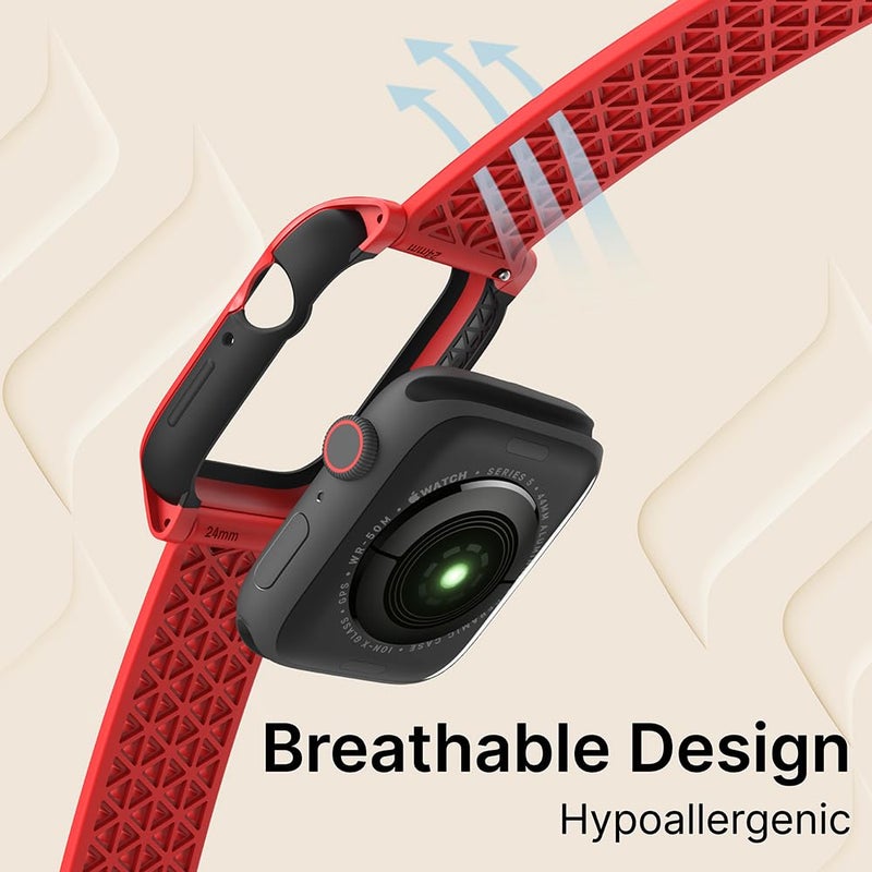 Catalyst Case- Designed for Apple Watch Series SE 2022, Series 6/5 and 4 44mm, Buckle Edition, Drop Proof 9.9ft, Sport Band, Breathable, Rugged, Free Microfiber Cloth is included- Flame Red - Image 5